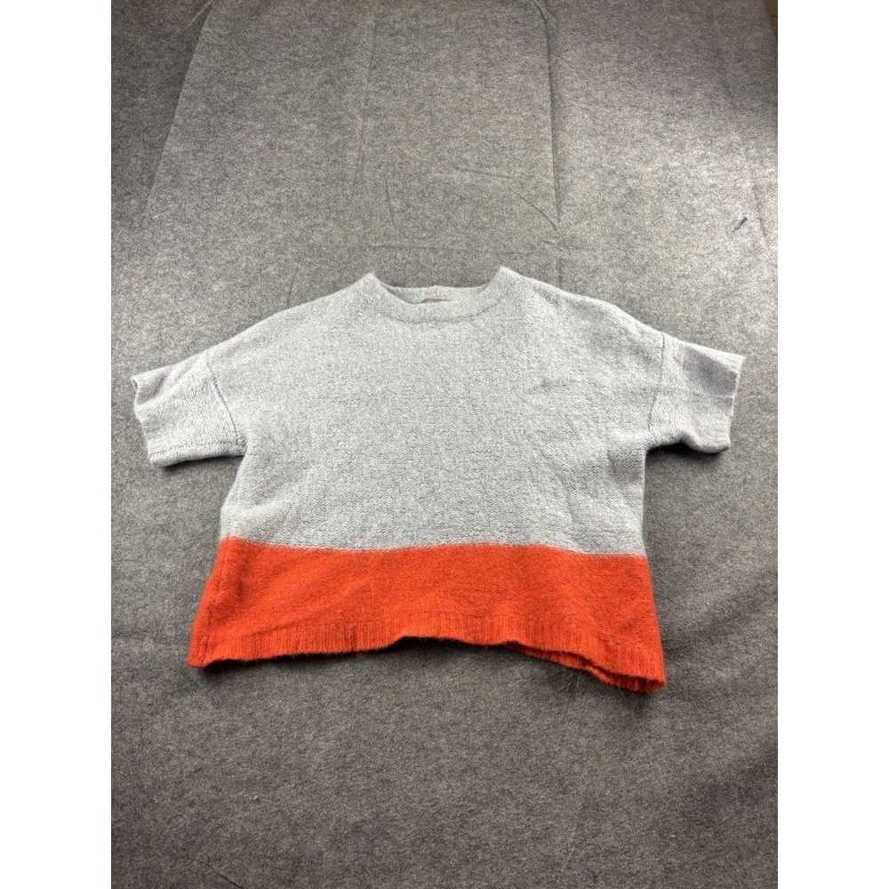 Lilla‎ P Color blocked Wool Alpaca Crewneck Sweater Womens M/L Orange Gray SEE